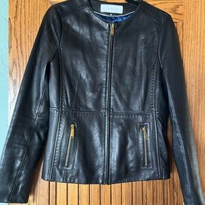 Ladies Tahari Black Leather Jacket